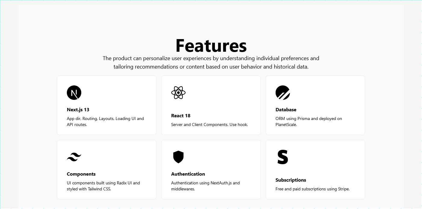 Feature cards