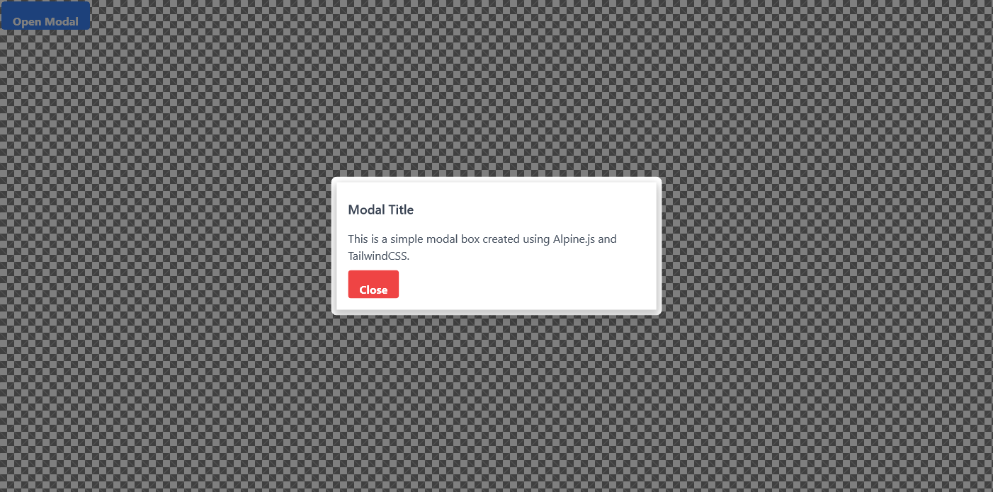 Basic Modal box with tailwind and alpinejs