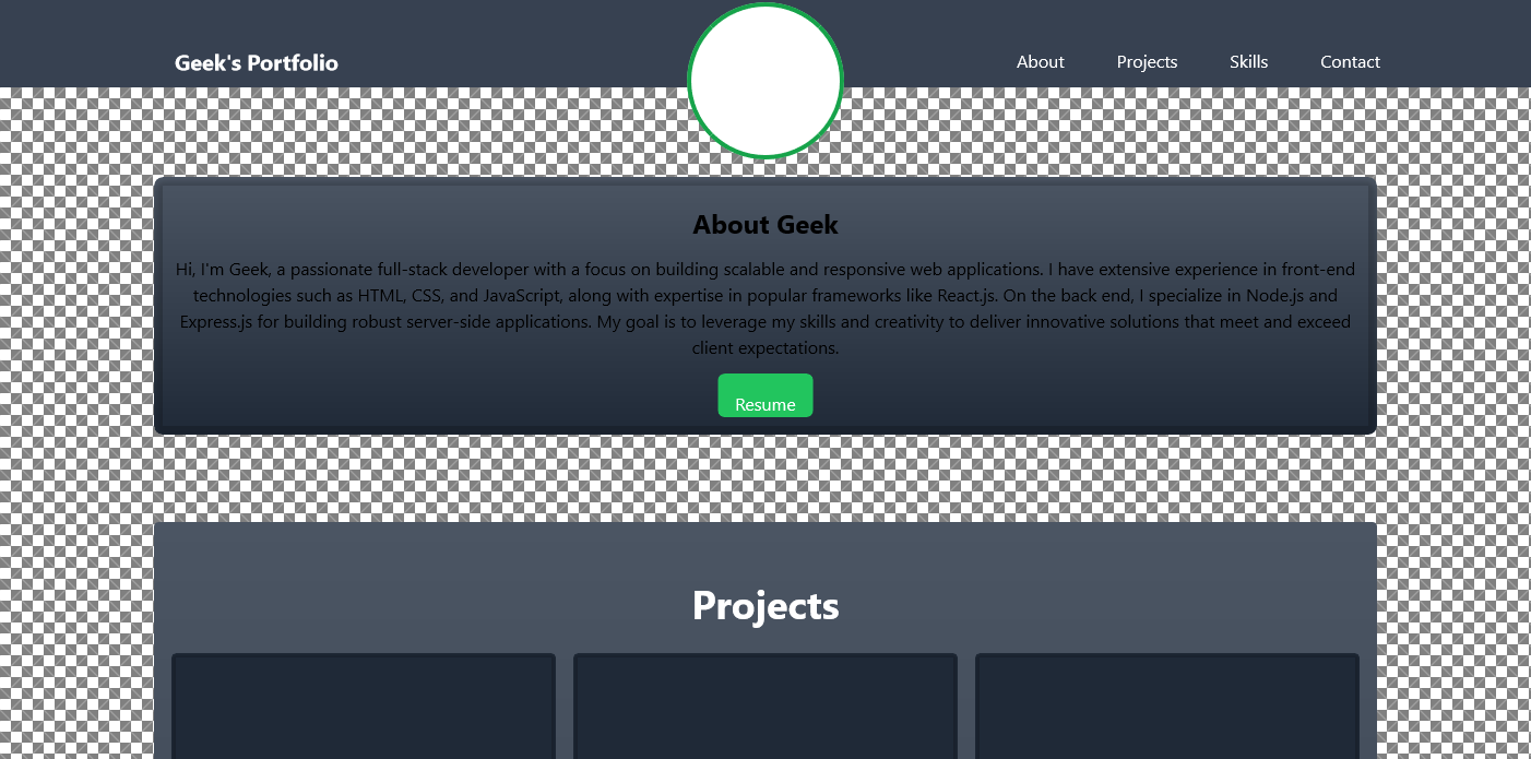Personal Portfolio - from Geekforgeeks