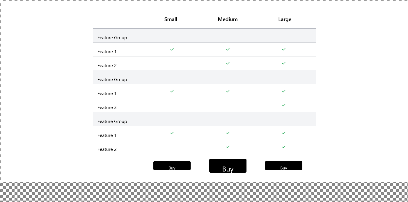Feature comparision section