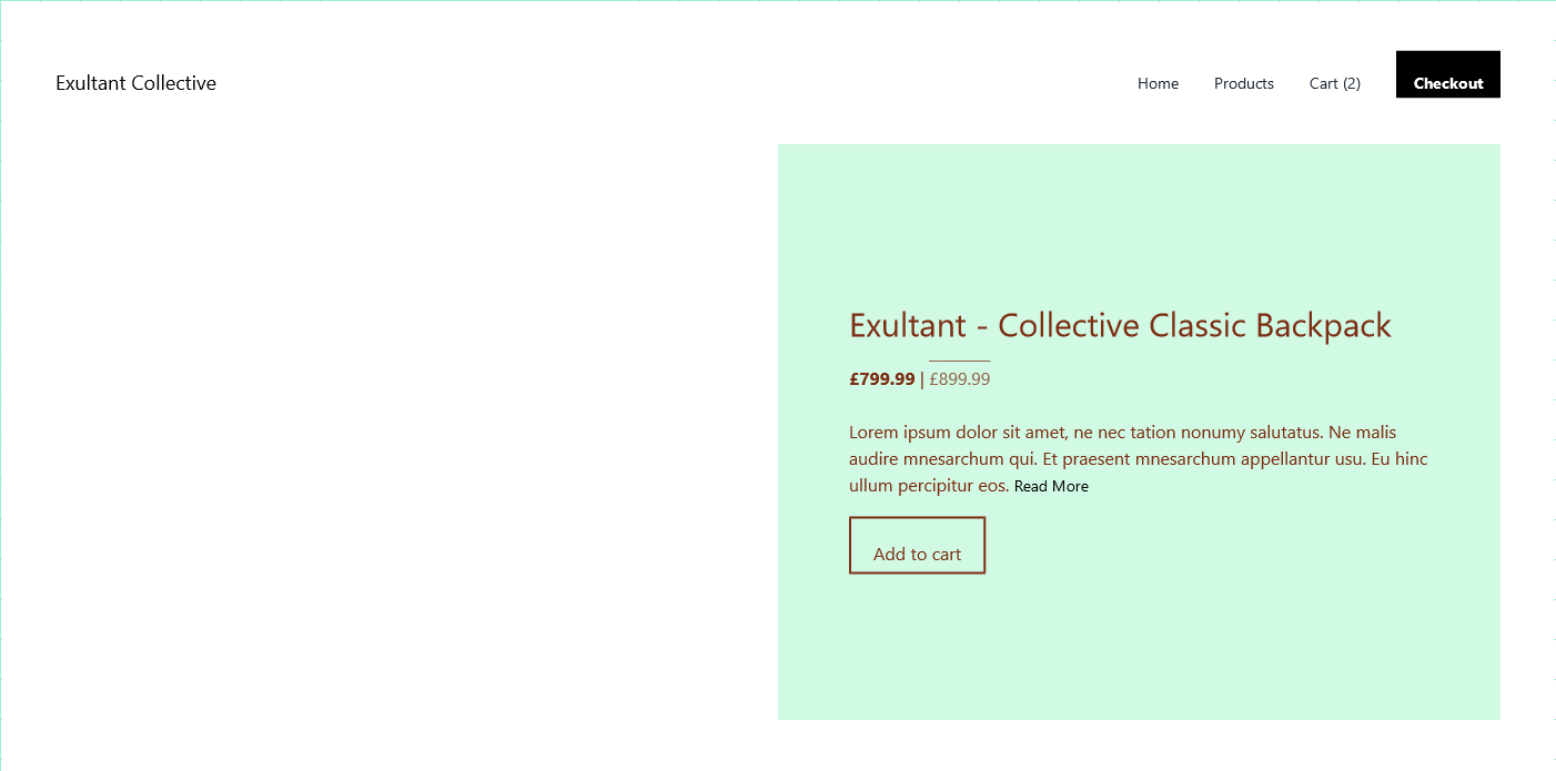 Single product ecommerce page